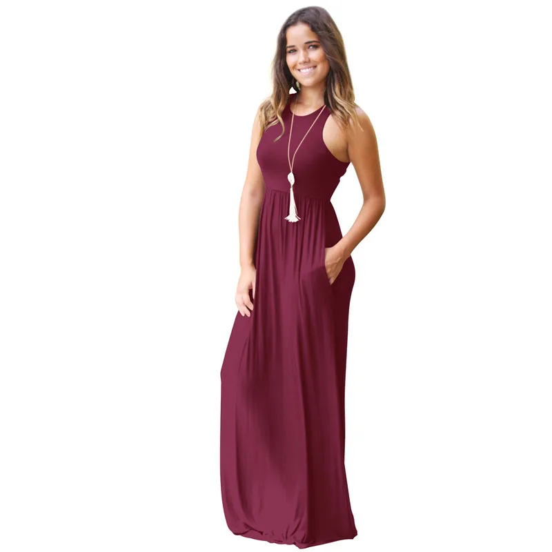 Sexy Vrouwen Boho Maxi Club Solid Mouwloos Vest Jurk Infinity Lange Solid Party Basic Tanks Bodycon Casual Dress Slim Vestidos