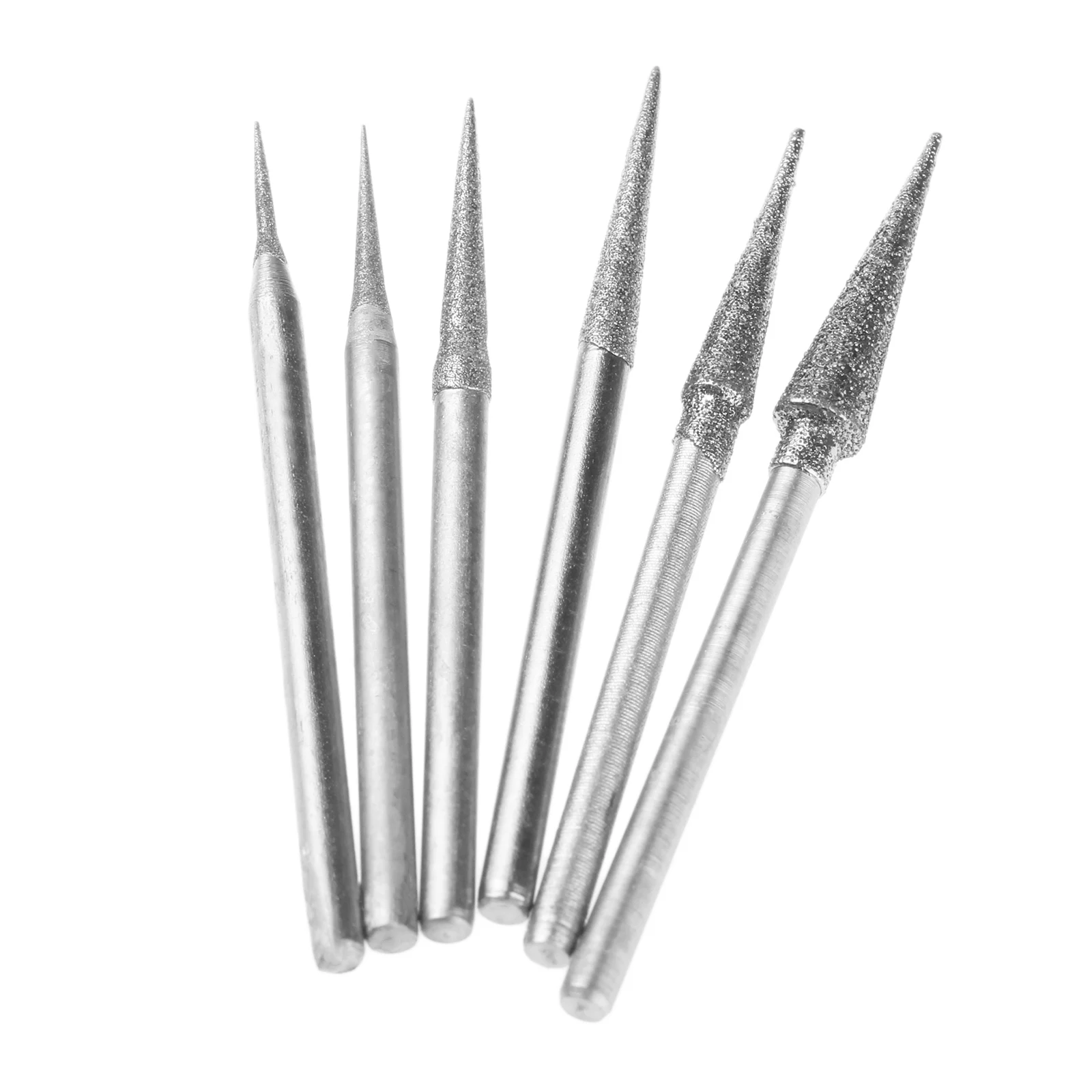 다이아몬드 연삭 헤드 연삭 바늘 비트, 금속 돌 옥 조각 도구, 2.35mm 생크 바늘, 6 개, 1-4mm