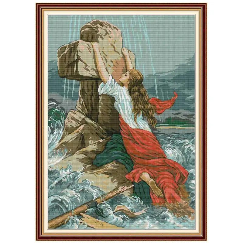 Rescue Religion Series Counted DIY Kit, Cross Stitch Embroidery, Needlework Sets, Home Decor, 14, 11, 16, 18, 22, 25, 28CT