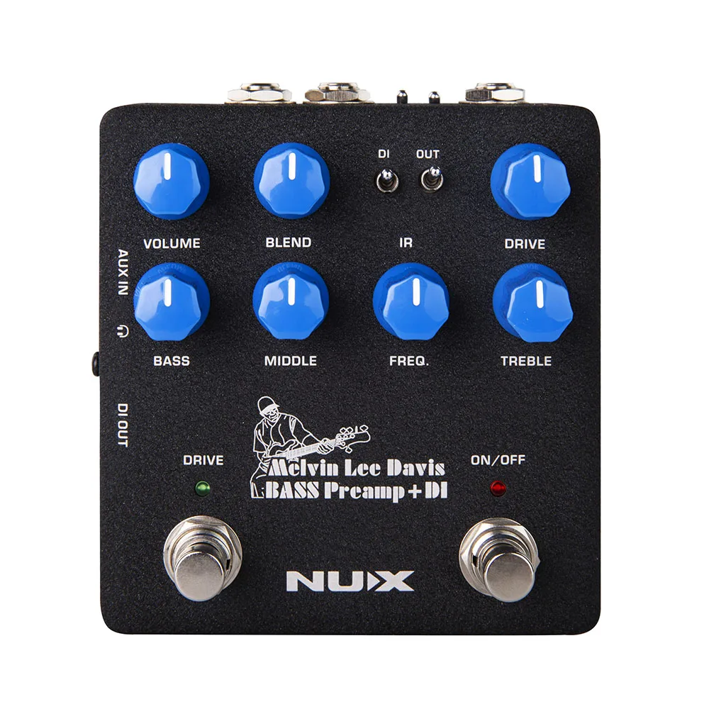 NUX Bass Preamp DI 2 in 1 Guitar Pedal 3-band EQ Frequency Speaker Cabinet Simulation Noise Reduction Effect Guitar Accessories