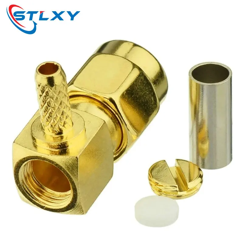 SMA Male Plug 90 Degree Crimp RG174 RG316 LMR100 Cable Right Angle RF Coaxial Connector