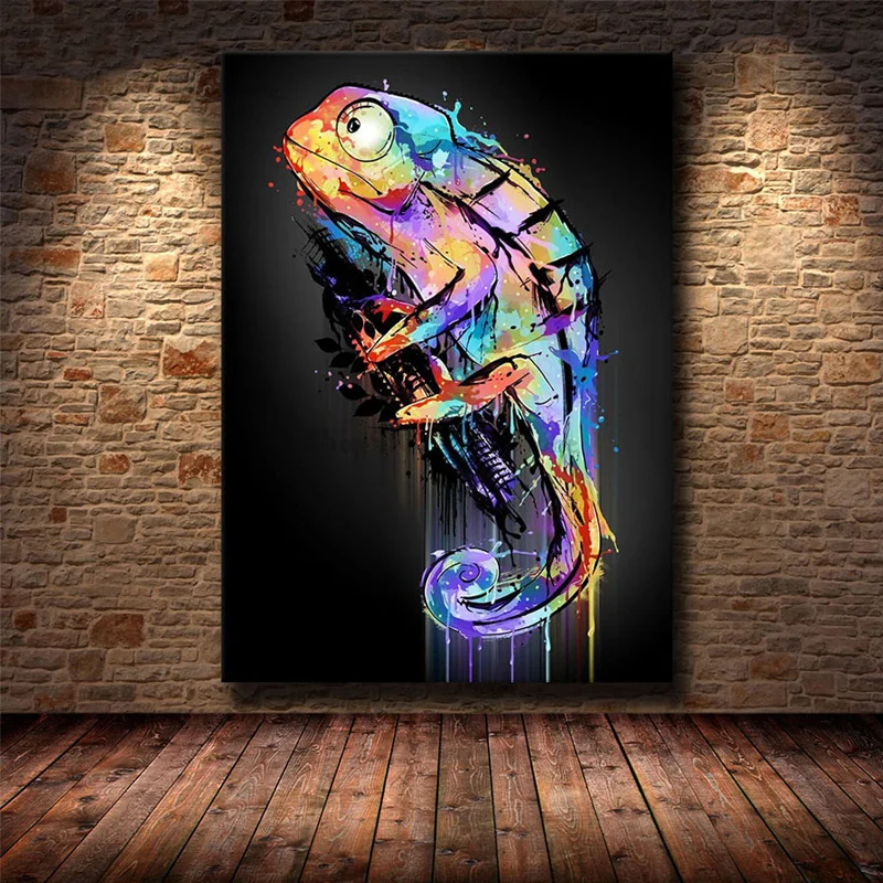 

5d photo Round Diamond Painting Abstract colorful animal chameleon Drill Square Mosaic Home Decor Handmade Embroidery GG2292