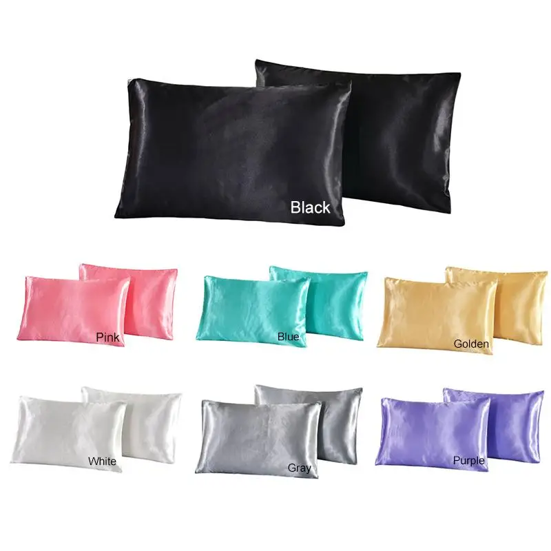 Simple Imitated Silky Fabric Satin Summer Pillowcase  Direct Selling Pillow Cover For Hair With Hidden