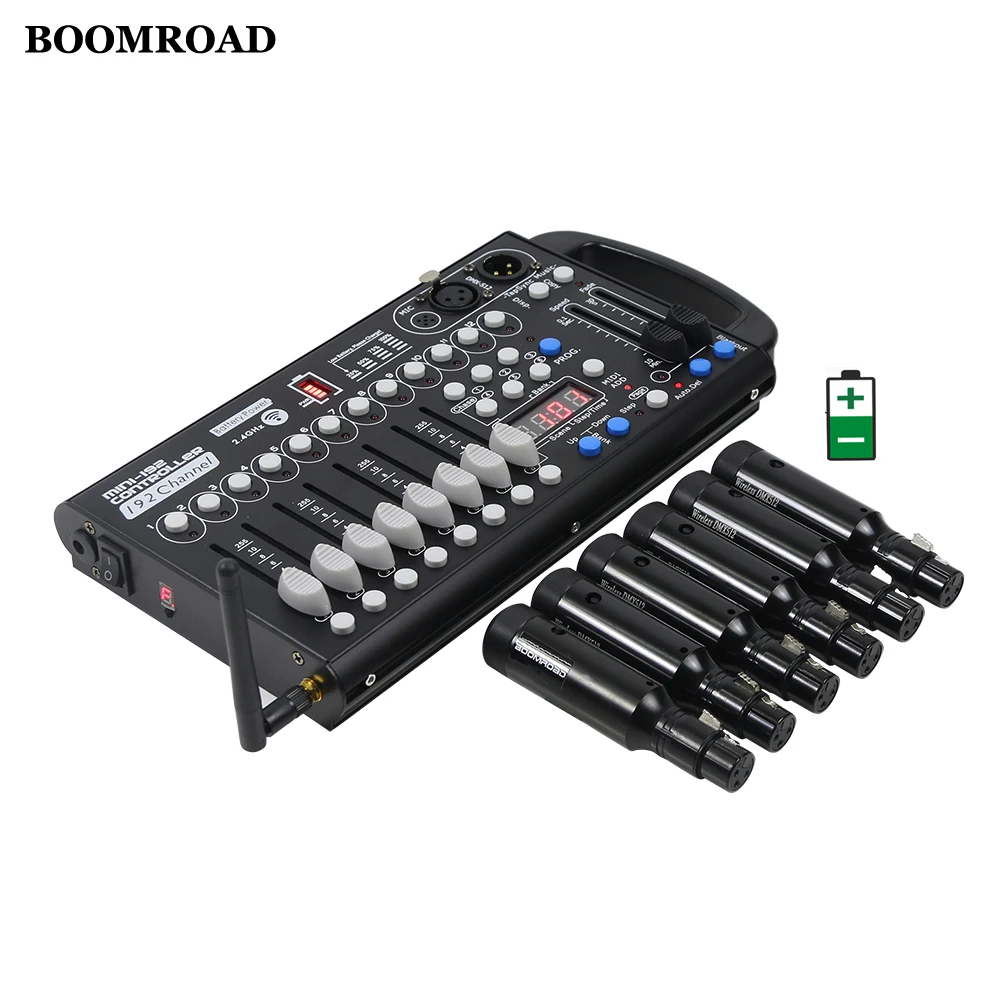 controlador dmx com bateria recarregavel transmissor receptor dmx512 sistema sem fio console de luz de palco 192 canais 01