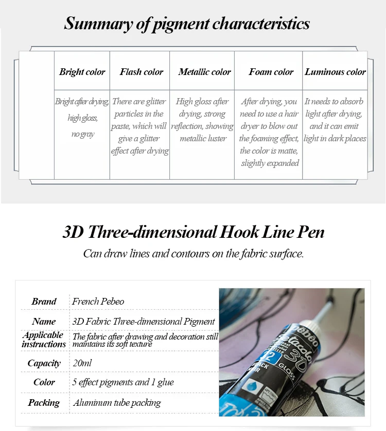 French Pebeo 1pc Three-dimensional Hook Line Pen Comic Manicure Painting Writing Art Student Stationery Hand-painted Handmade