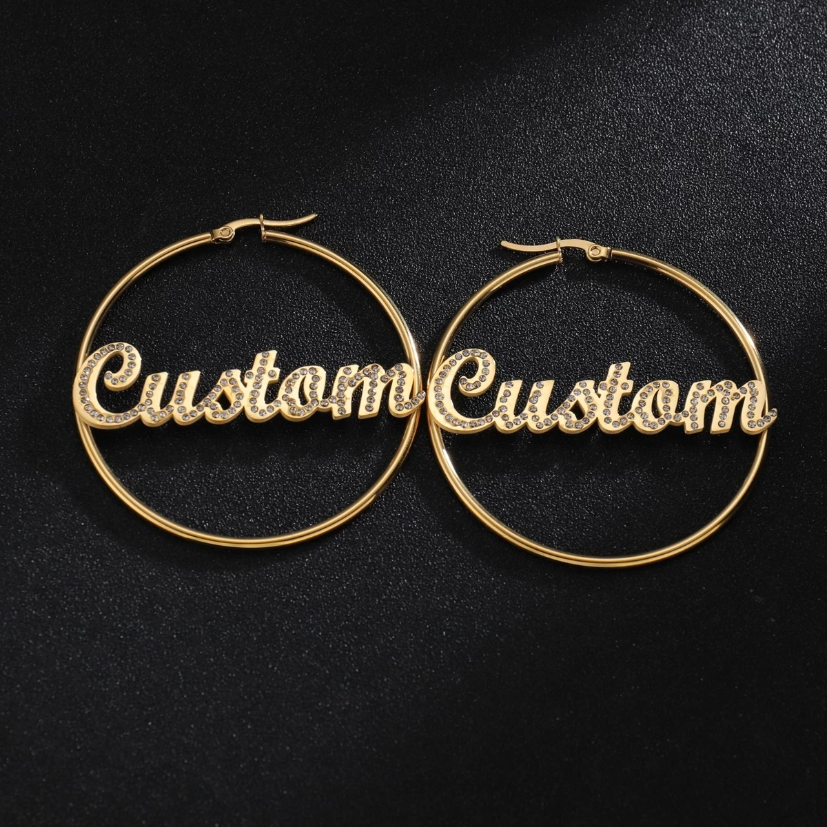 UZone Custom Name Full Zircon Hoop Earrings Stainless Steel Personalised Letters Earrings for Women Girls Jewelry Party Gifts