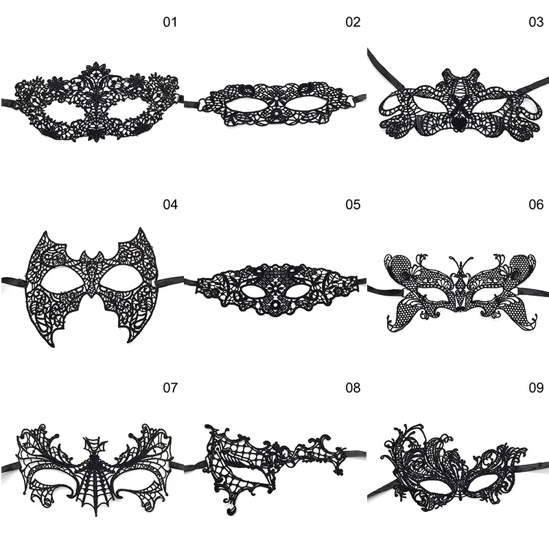 1 قطعة قناع العين مثير الدانتيل البندقية حفلة تنكرية هالوين حفلة تنكرية زي الدعائم سيدة الدانتيل الأسود جوفاء قناع الوجه