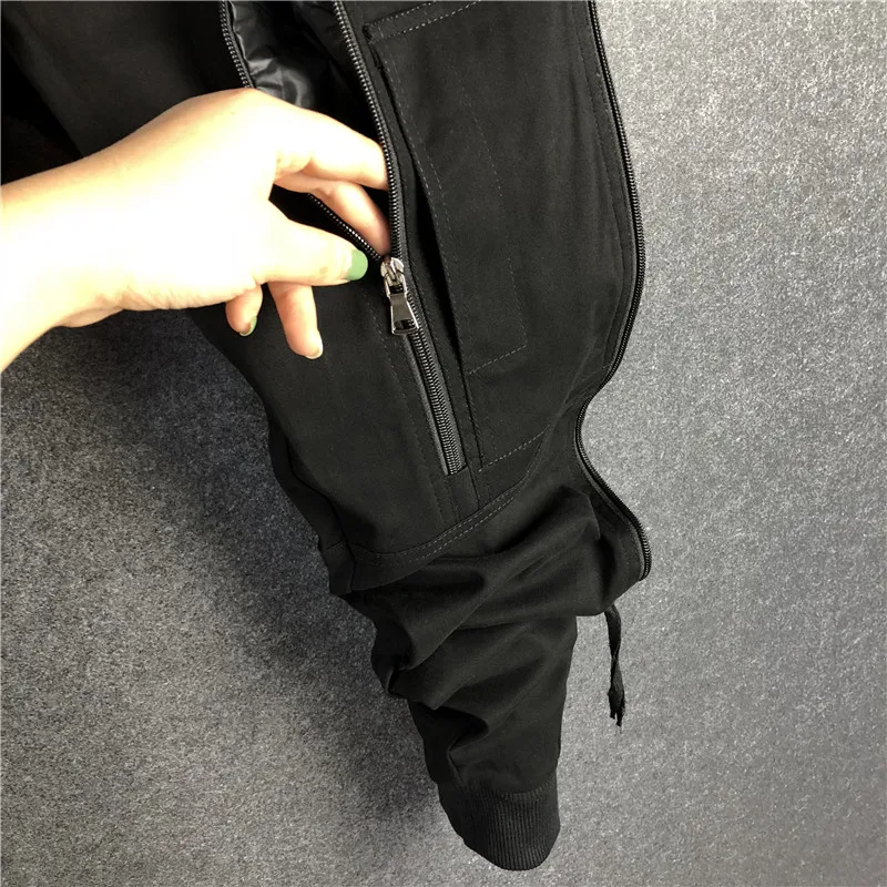 Owen Seak Men Casual Cargo Harem Pants High Street Hip Hop Length Men\'s Clothing Sweatpants Autumn Winter Black Big Size