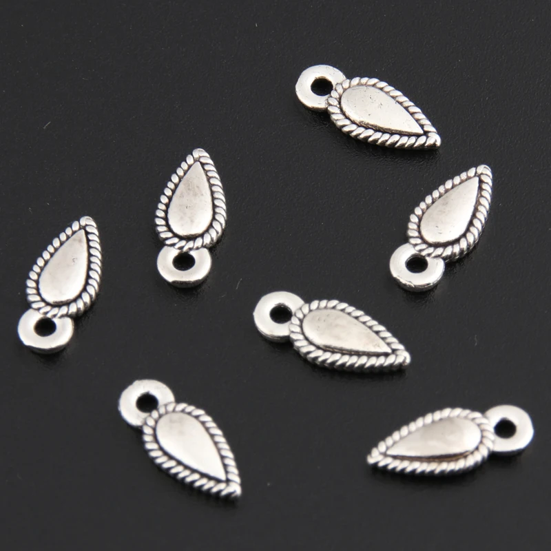 150pcs Silver Color 12x5mm Water Drop Charms Oval Shaped Pendant Fit DIY Handmade Metal Alloy Jewelry Making Finding Supplies