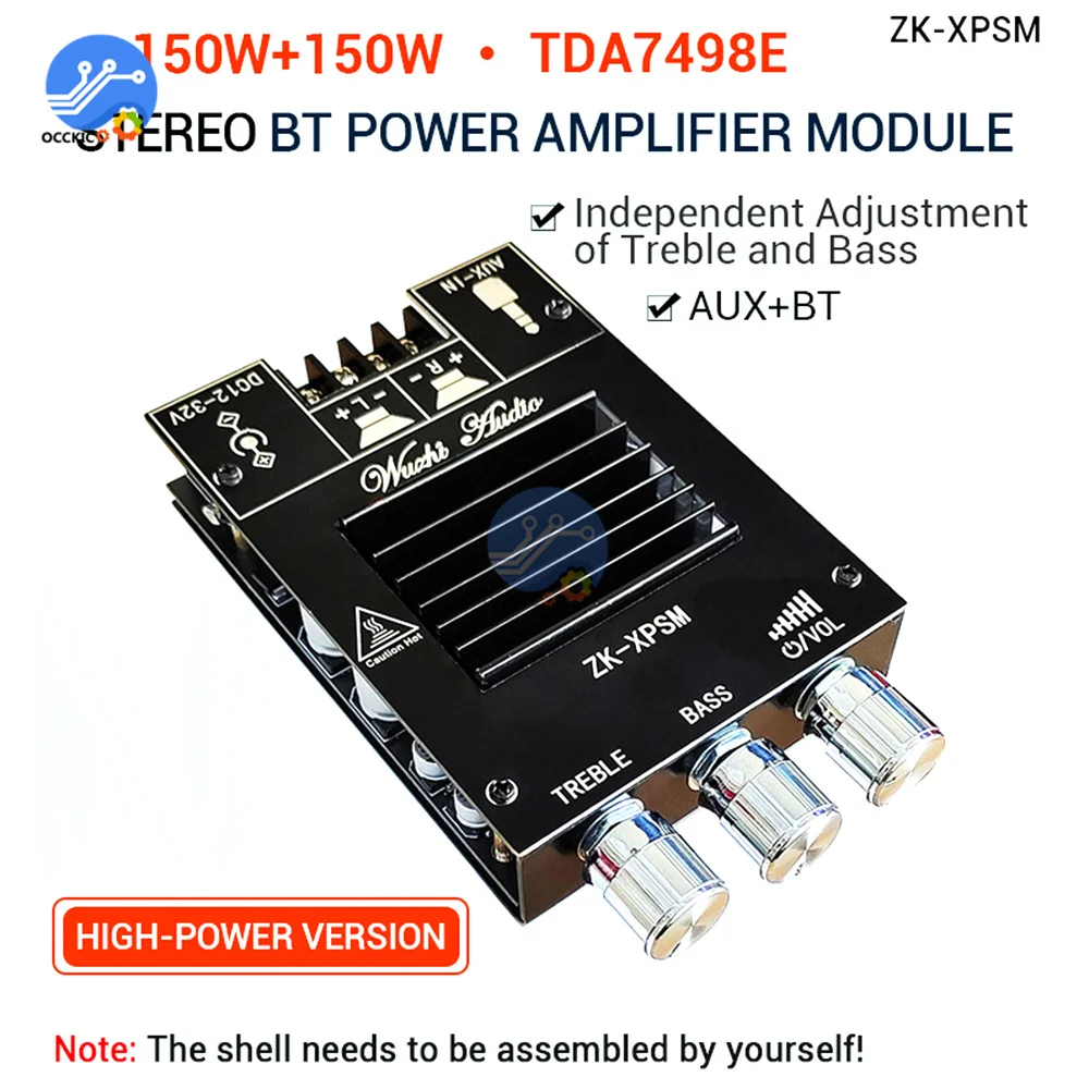 

ZK-XPSM 150WX2 High and Bass Adjustment Bluetooth Audio Power Amplifier Board Module Dual Channel TDA7498E
