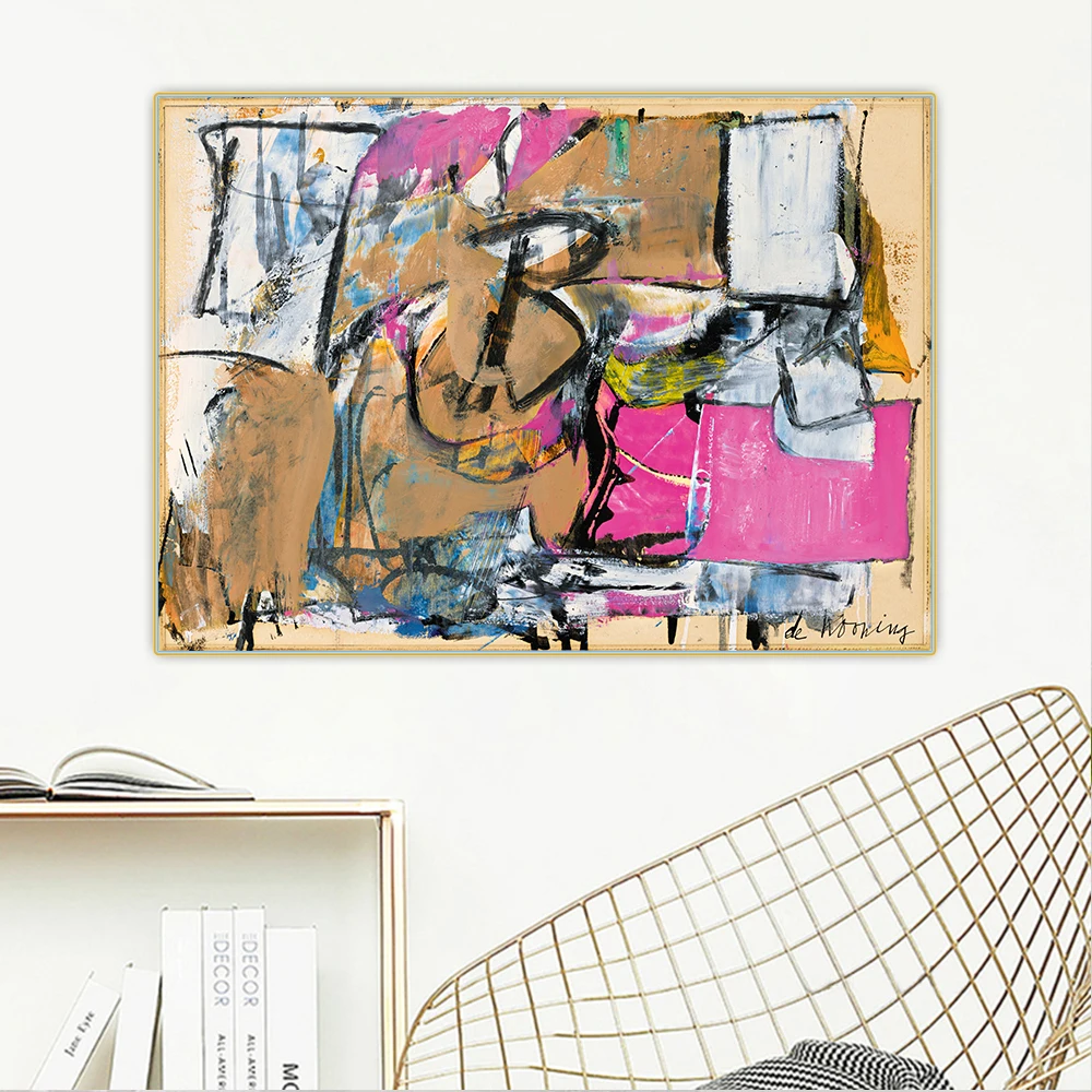 Citon Willem De Kooning《Boudoir,1950》Canvas Oil Painting Artwork Poster Picture Wall Hanging Decor Home Living Room Decoration