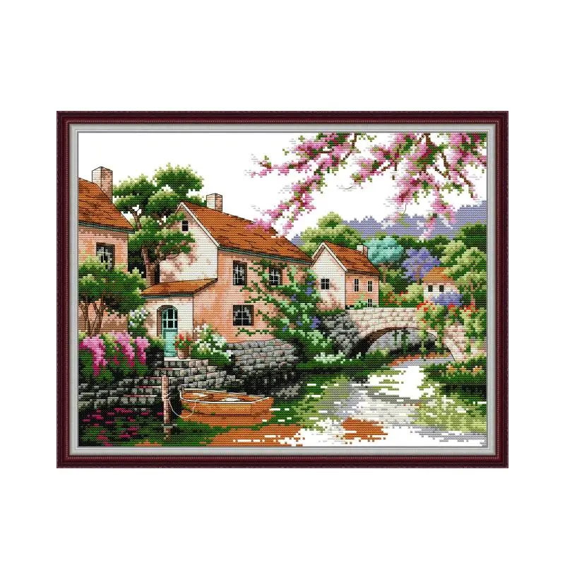 Rural landscape cross stitch kit animal18ct 14ct 11ct count print stitching embroidery DIY handmade needlework