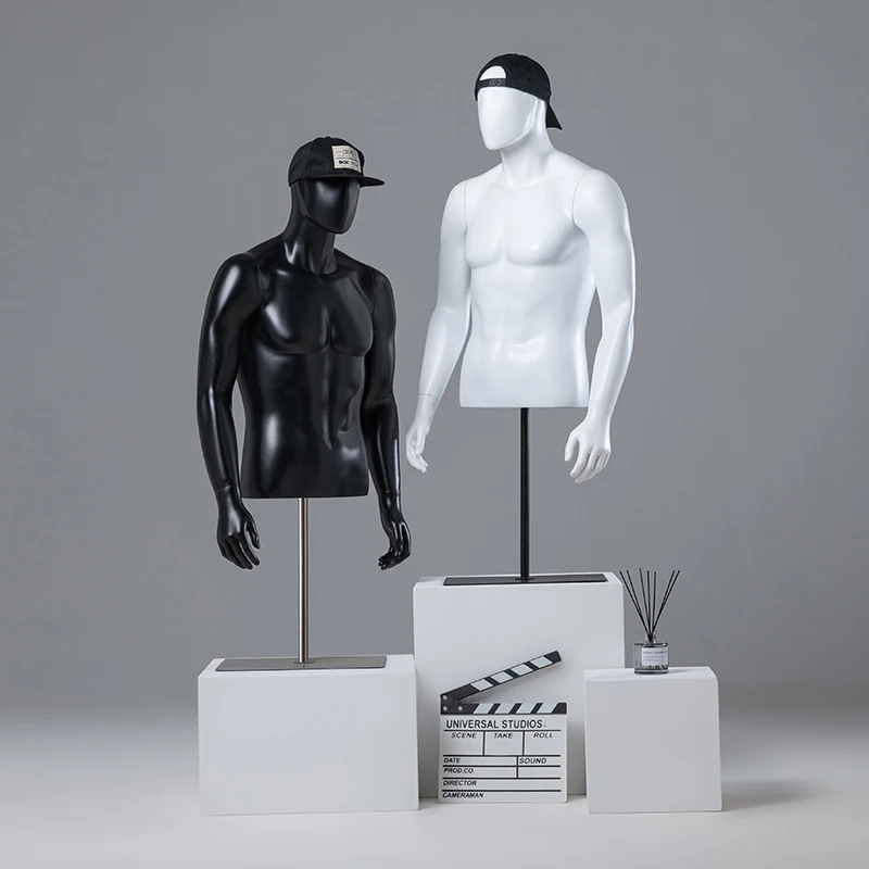 

Men Half Body Mannequin Upper Body Model White and Black Color On Promotion