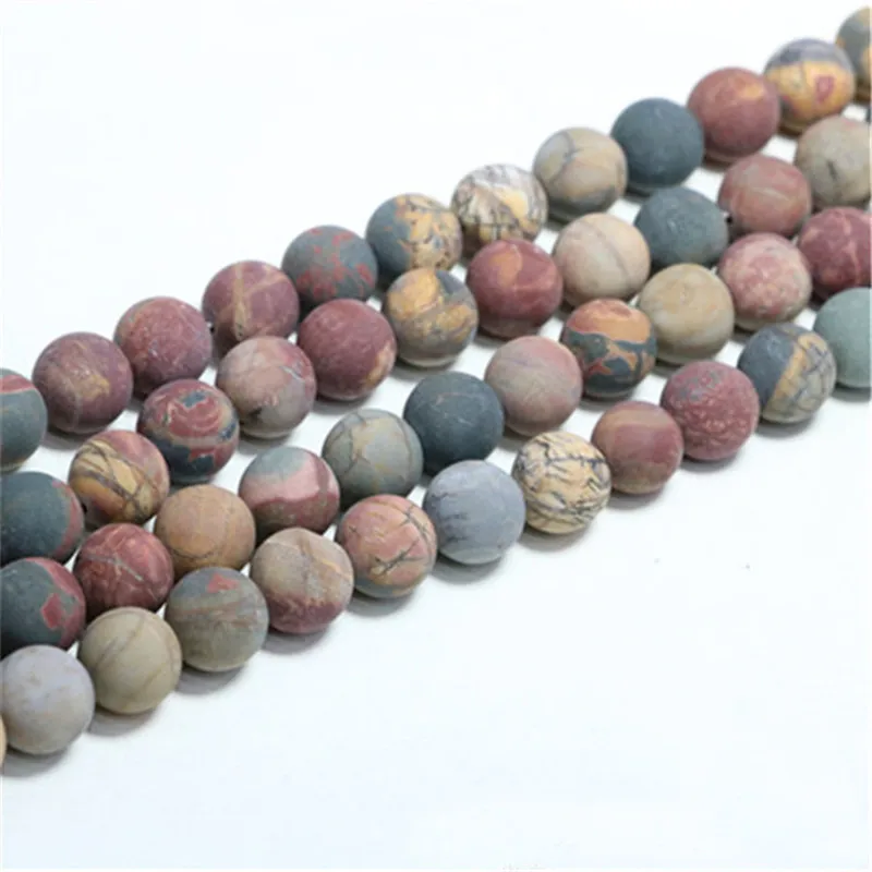 8 Mm Natural Matte Picasso Jasper Beads for Jewelry Making DIY Bracelets Fashion Accessories