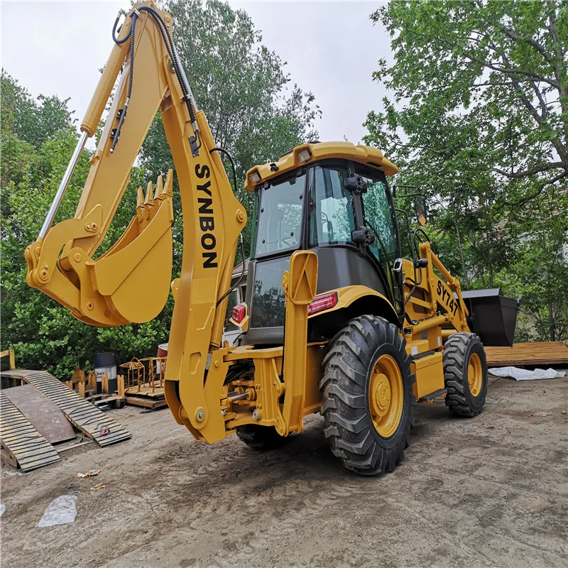 SY747 Excavator Backhoe Loader 74KW Power Wheeled Excavation Loading Bucket