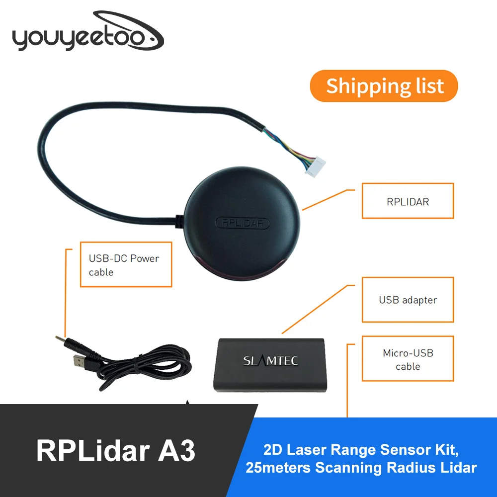 Slamtec RPLIDAR A3 2D Laser Range Sensor Kit,25meters Scanning Radius Lidar Module for Robot/Navigation AGV/UAV/Maker Education