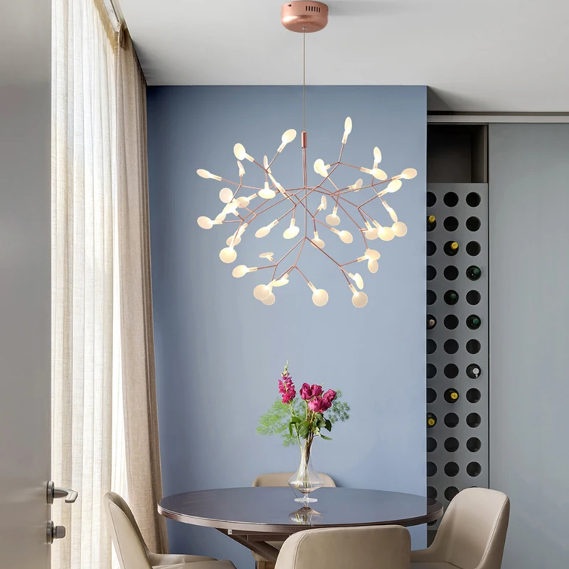 Nordic Heracleum chandelier lamp Living Room Modern designer Black/rose gold lamp Kitchen G4 romantic Round firefly chandelier