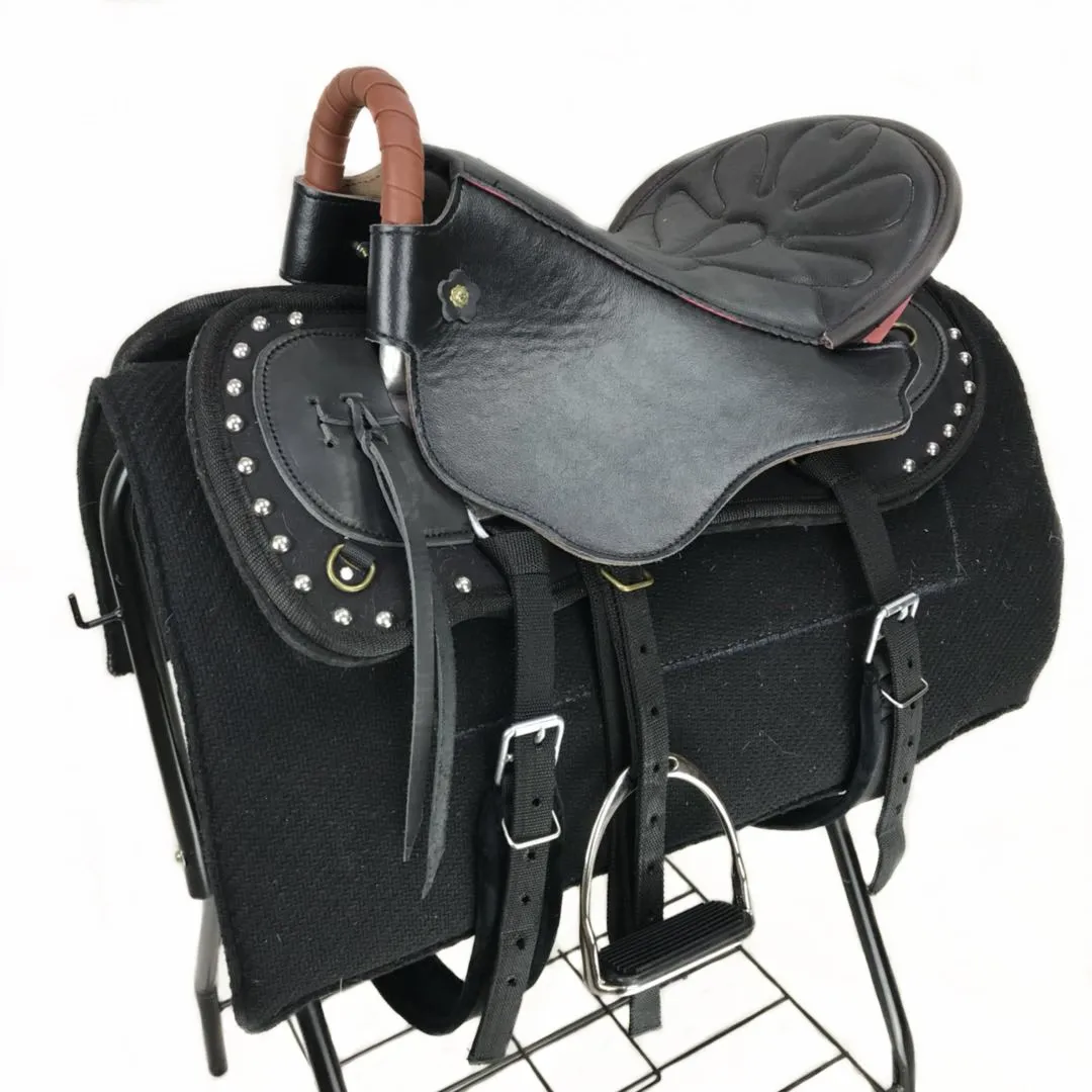 

New Tourists Saddle Leather Short Saddle With Fine Equestrian Riding Saddle