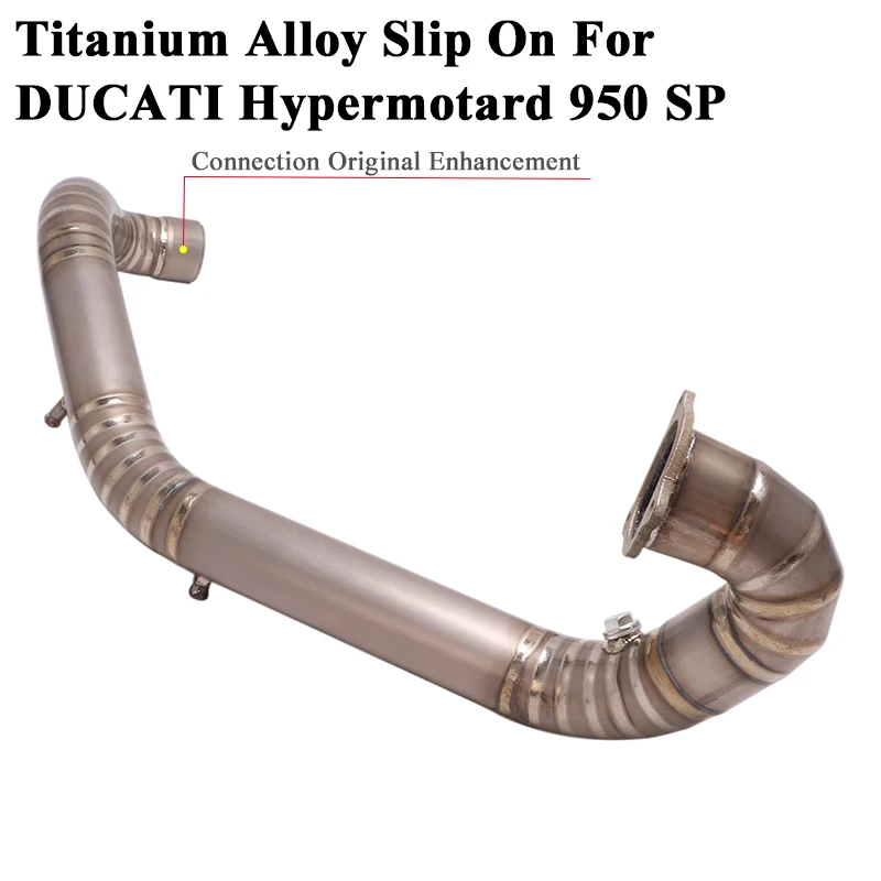 Slip On For DUCATI Hypermotard 950 SP 2019 20 2021 Motorcycle Exhaust Titanium Alloy Double Front Link Pipe Connection Enhanced