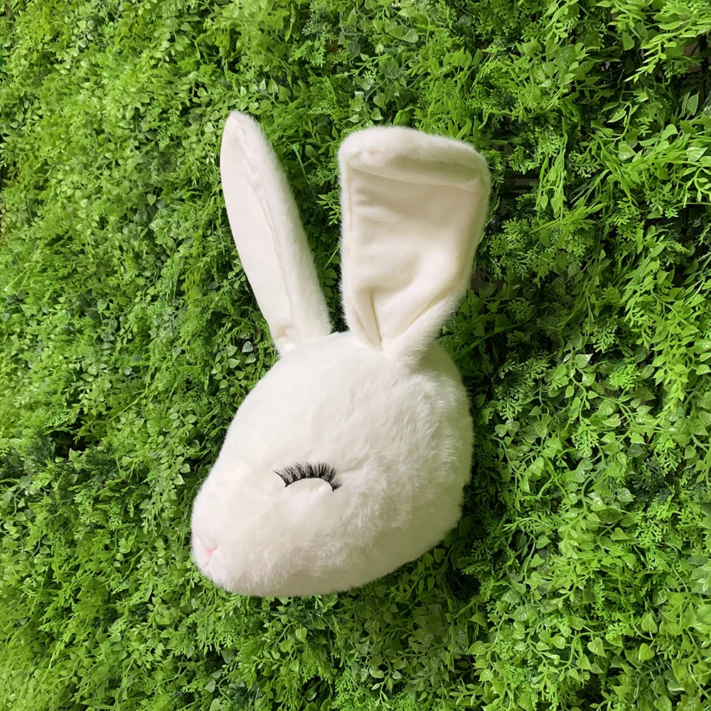 Bunny children Stuffed animal wall decoration animal head lovely rabbit head ear adjustable rabbit head Plush Toy for wall