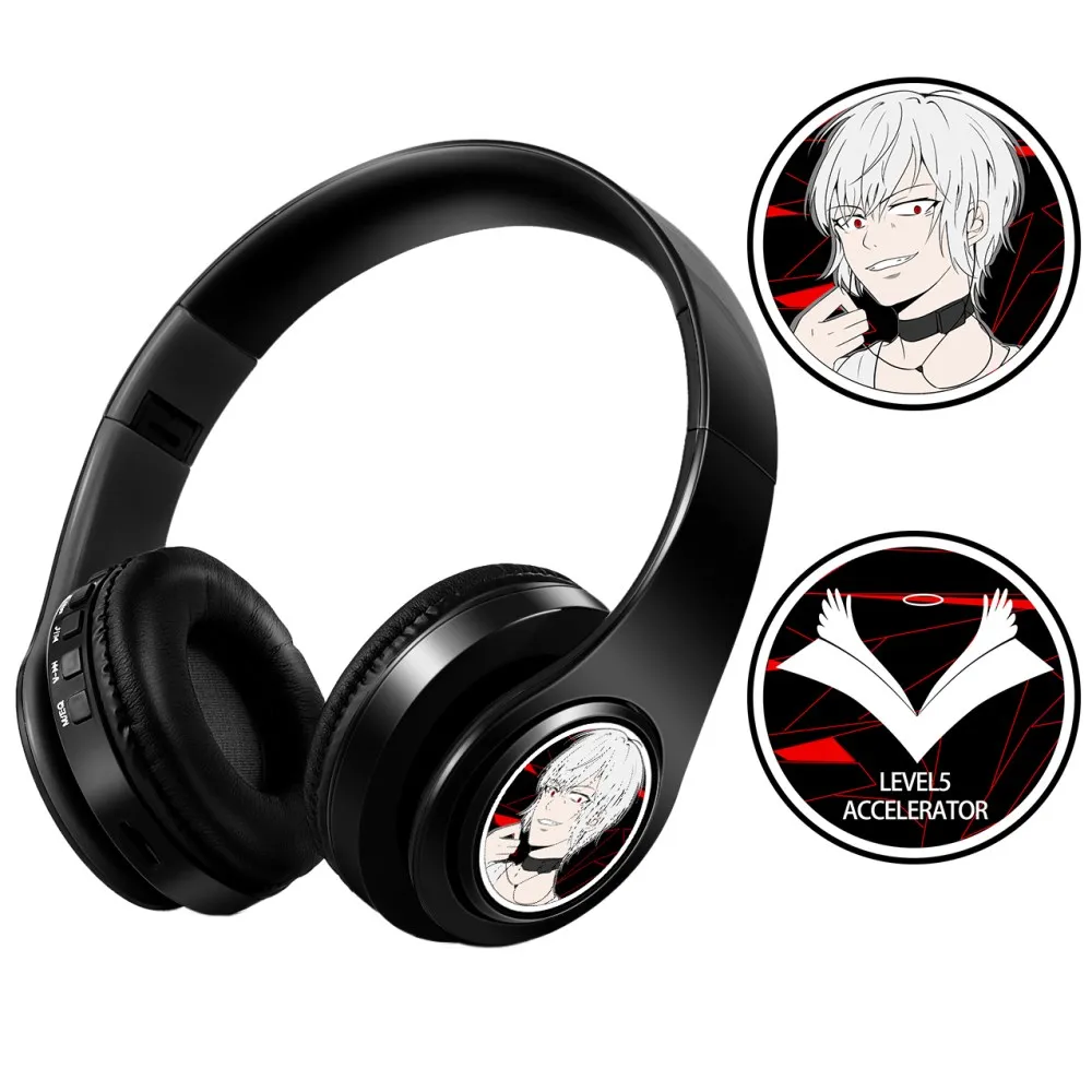 Cool Anime Toaru Majutsu No Index Accelerator Wireless Bluetooth Headphones Game Headset with Mic/TF Card Slot for IOS ANDROID