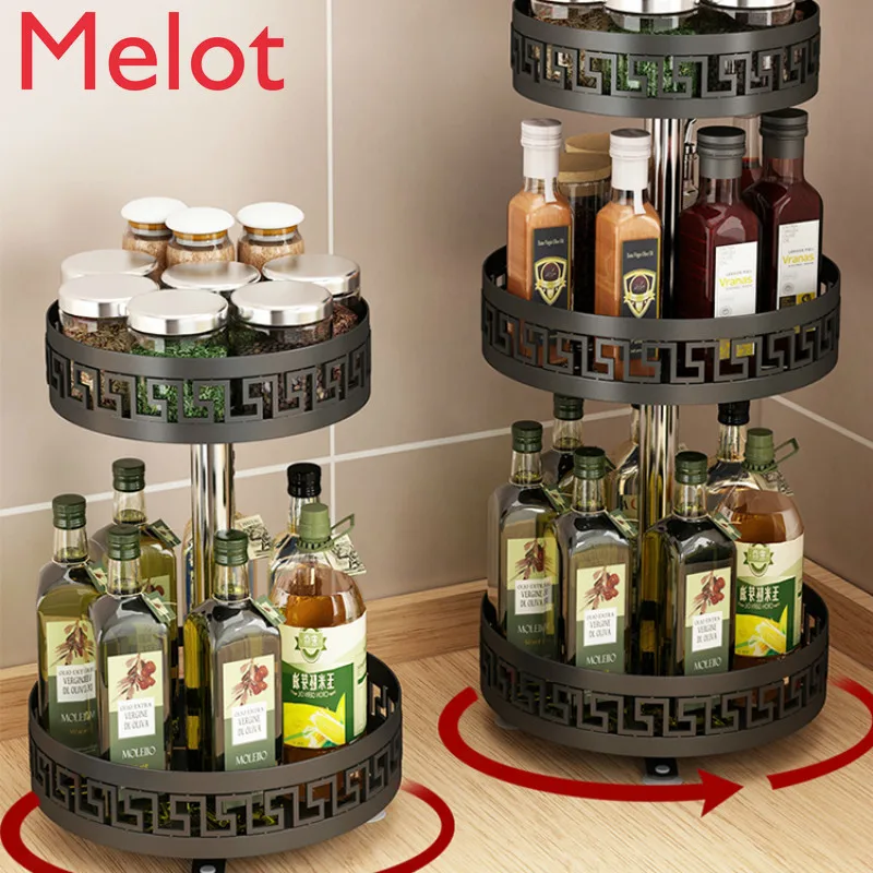 Rotating Seasoning Rack Kitchen Storage Condiment Storage Shelf Corner Condiment Bottle Rack