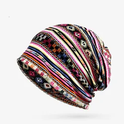 COKK Cotton Beanie Turban Hat Women Men Boho Geometric Design Beanie Fashion Baggy Cap Gorro Feminino Bone Male New Casual