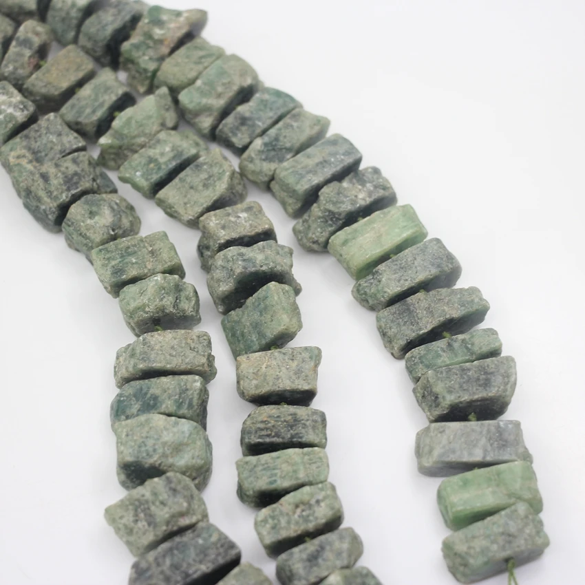 Natural Green Kyanite Raw Stone Nugget Loose Beads Bracelet Making,Middle Drilled Gemstones, For Pendant Jewelry Marking