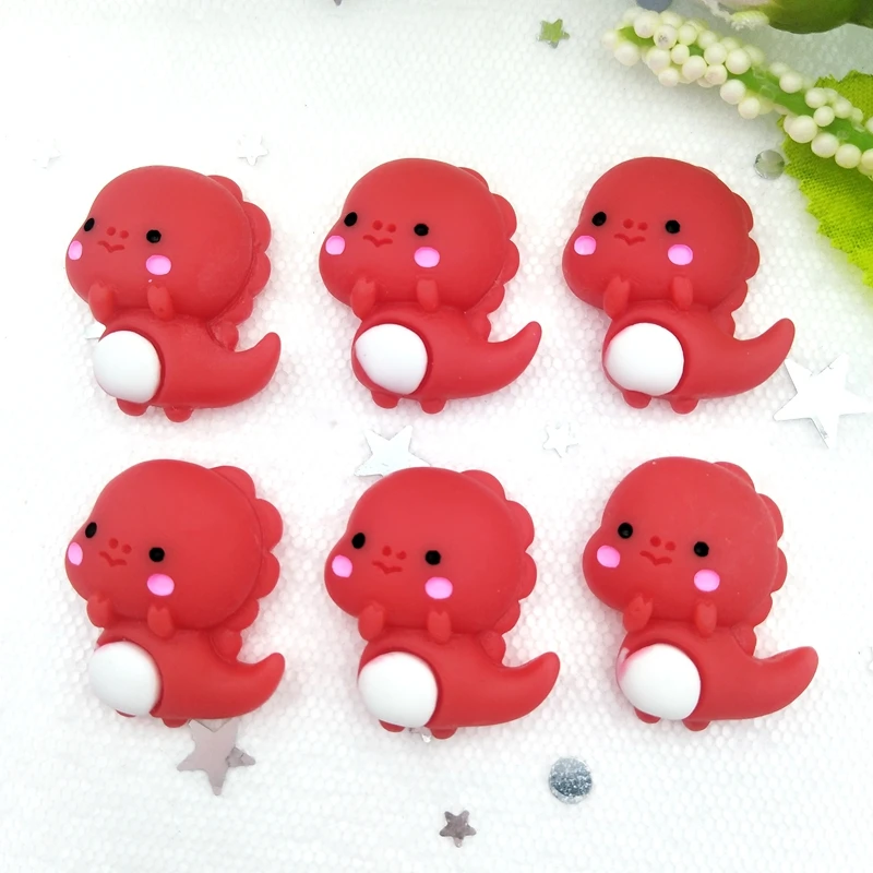 10 sztuk żywica Kawaii Mix kolorowe Meng pet dinozaury Flatback Cabochon kamień księga gości DIY wystrój domu figurka rzemiosło