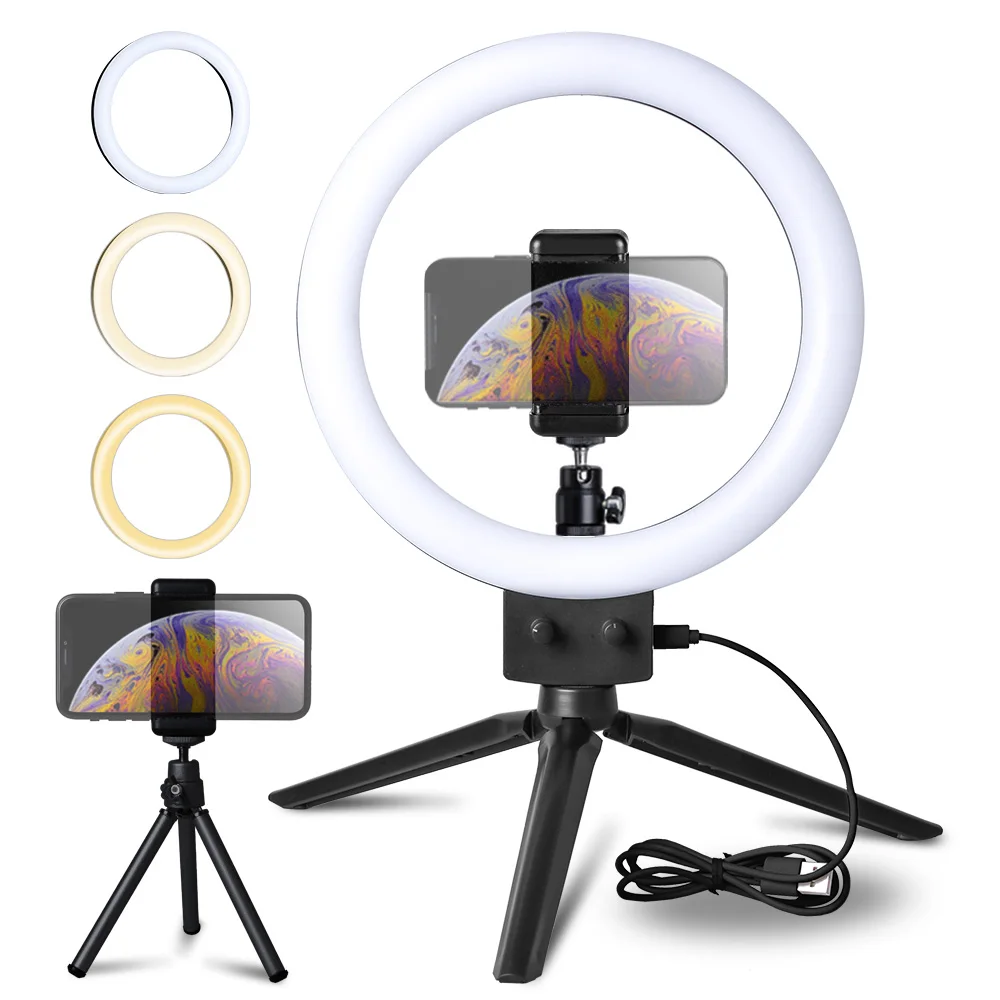 

9inch Mini Selfie LED Video Ring Light Lamp With USB Plug Tripod Stand For YouTube Phone Live Photo Photography Studio