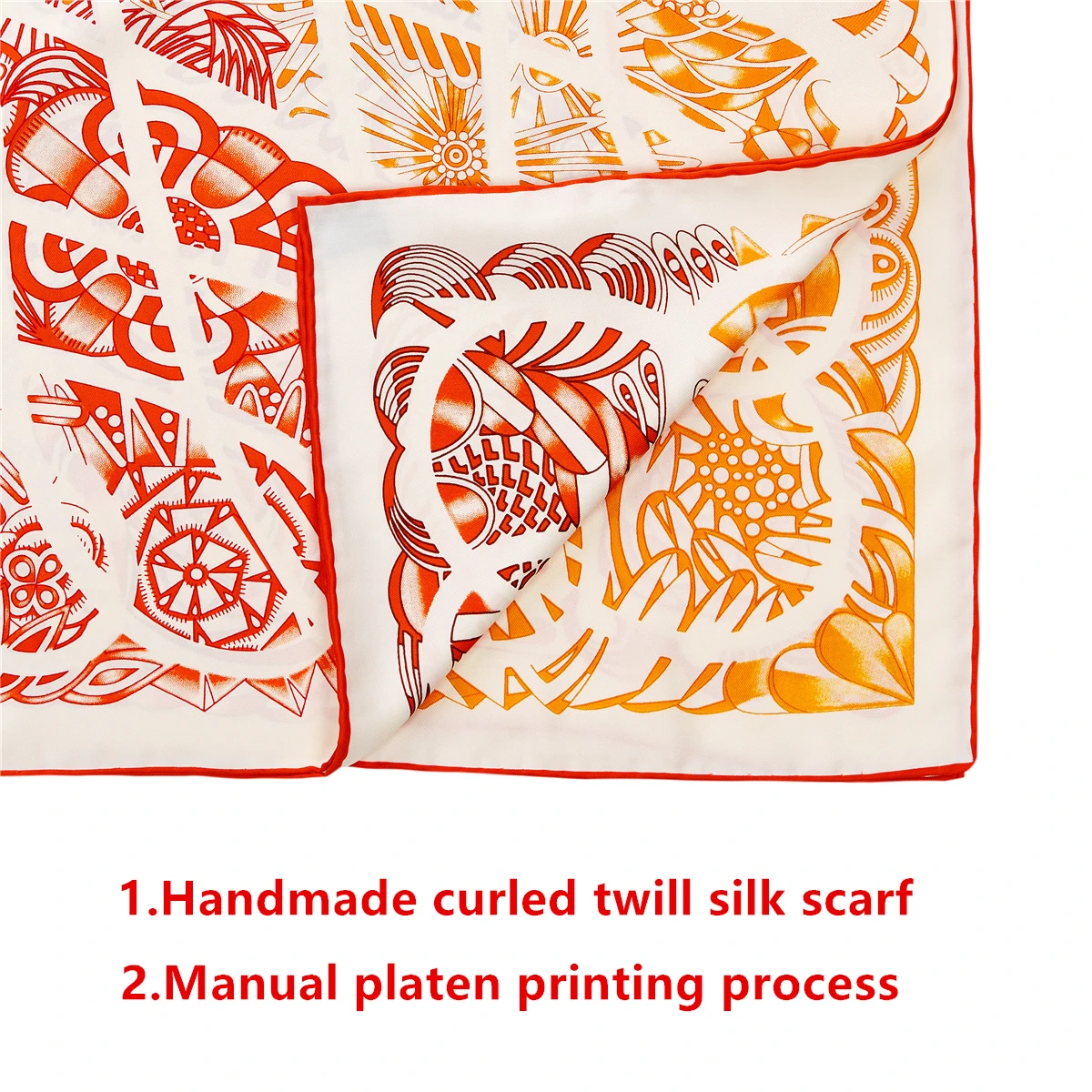 90cm Handmade Curled Twill Silk Square Scarf Luxury Brand Hijab Scarf Women Bandana New Design Foulard Head Scarves Shawl