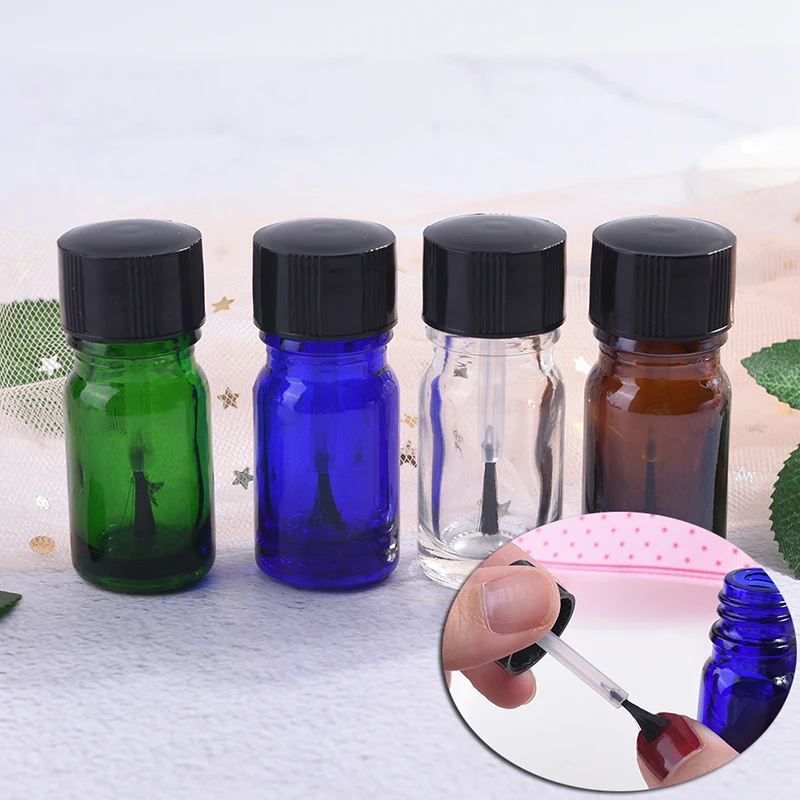 

5ML 10ml Portable Nail Polish Varnish Empty Bottle Make-up Container With Brush Useful Glass Containers Glass Jar With Lid