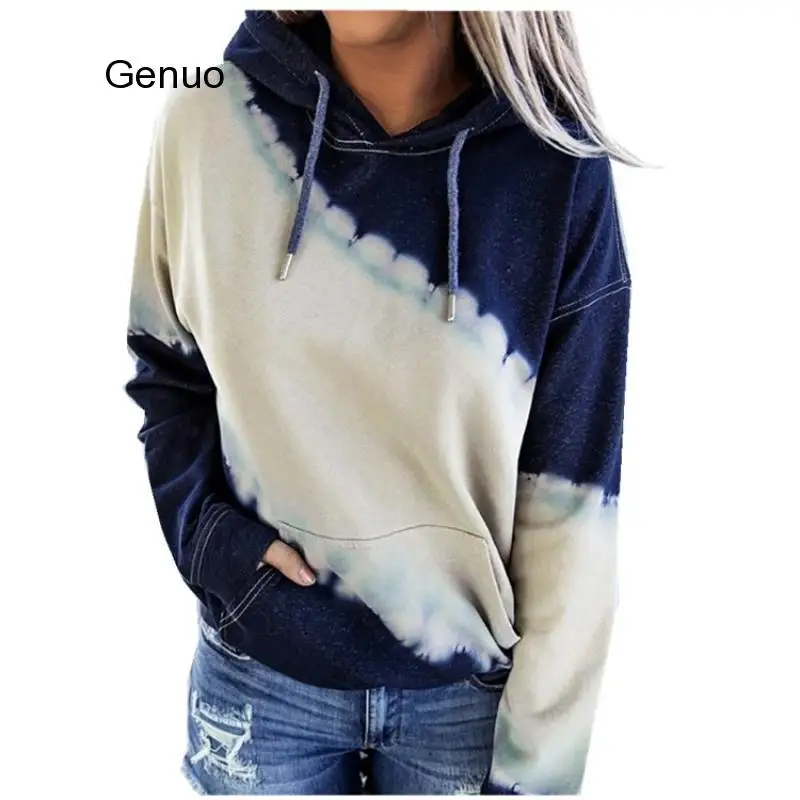 

Womens Hoodies Sweatshirt Ladies Baggy Pullover Tops Drawstring Jumper Ladies Colorful Tie Dye Style Hooded Hoodies