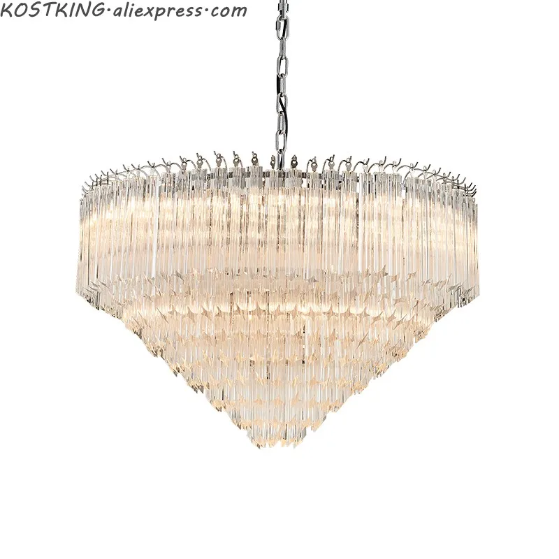 Modern Glass Chandeliers Murano Round Prism Chrome Gold Ceiling Lamps Lustre Living Room Bedroom Dining Room Pendant Lights