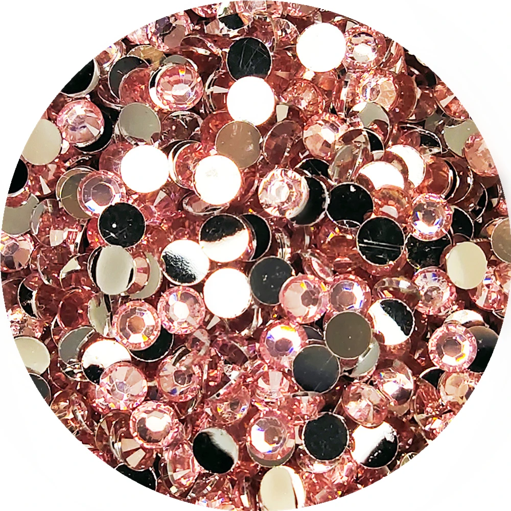 Good Quality Light Pink Resin Flatback Glue On Beads 2mm~6mm Non Hotfix Rhinestones for Nail Art/Garment/Decoration