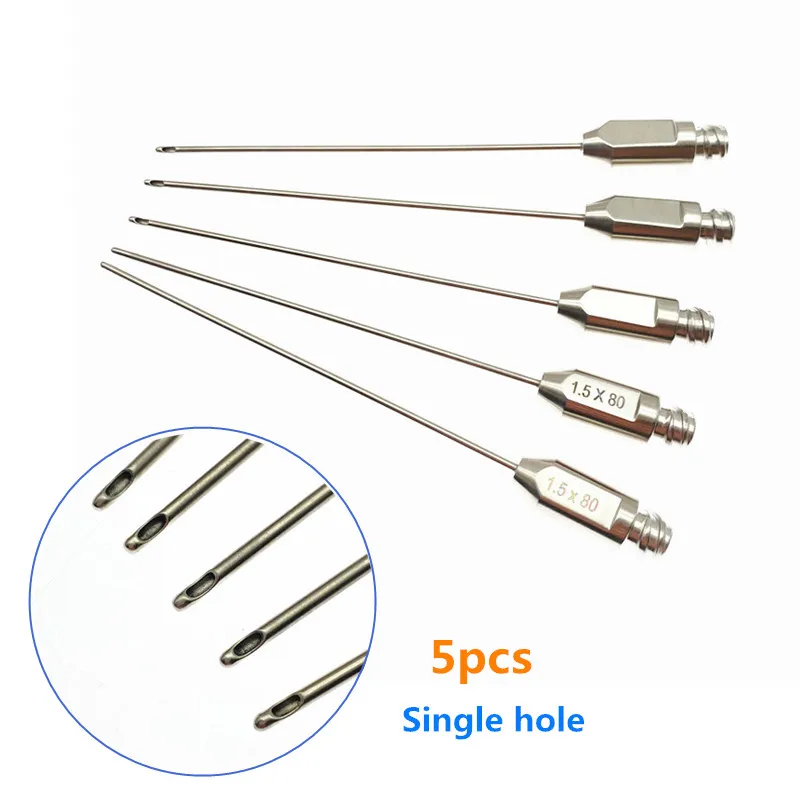 

5pcs Single hole Liposuction Cannula Facial fat harvesting cannula Fat transfer Tool