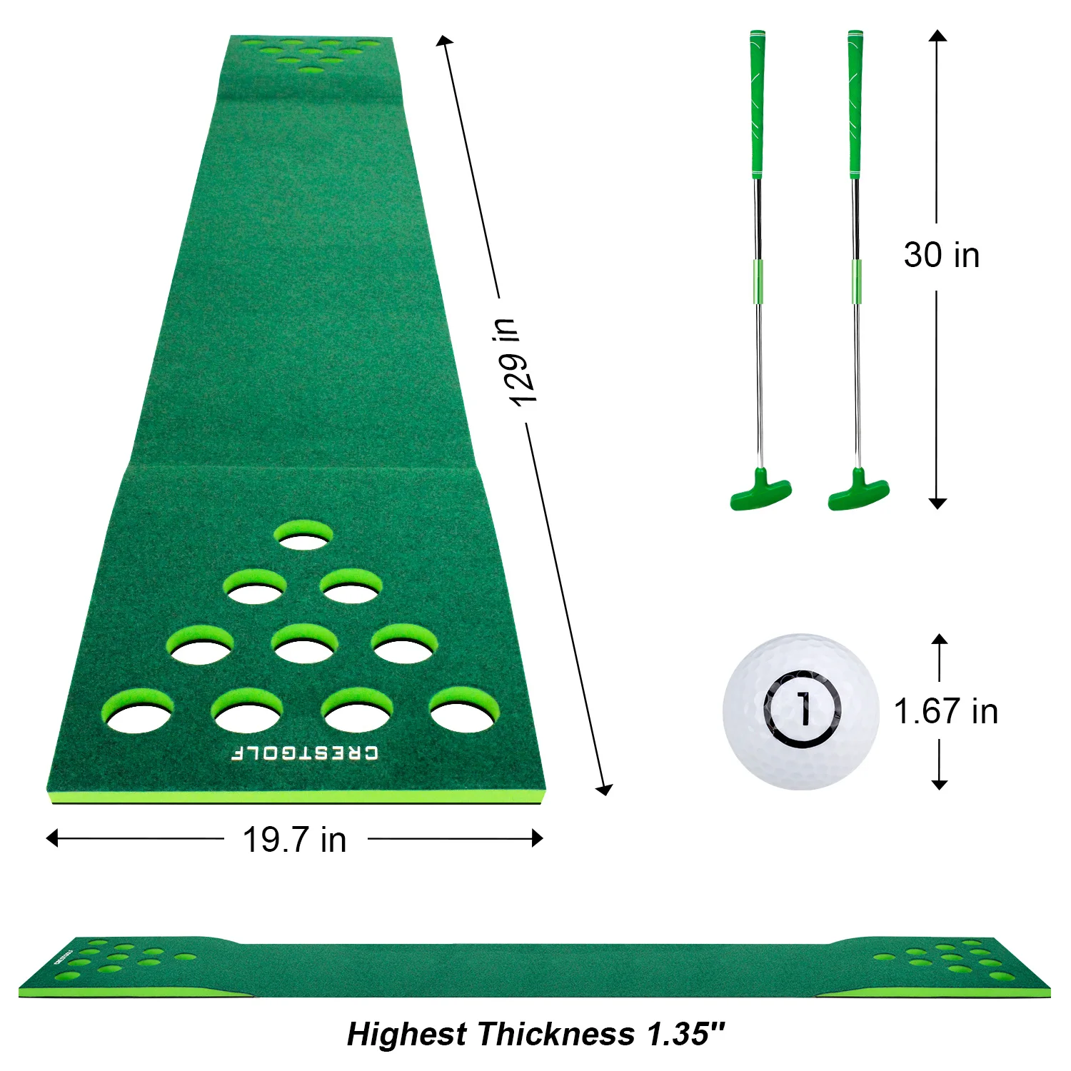 CRESTGOLF Golf Putting Green Game Practice Mat Set Practicing Training Aids Gift for Indoor&Outdoor Party Backyard Use