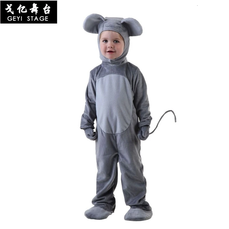 Little mouse cosplay costume little boy cartoon girl gray pajamas cute short sleeve halloween costume carnival monkey children