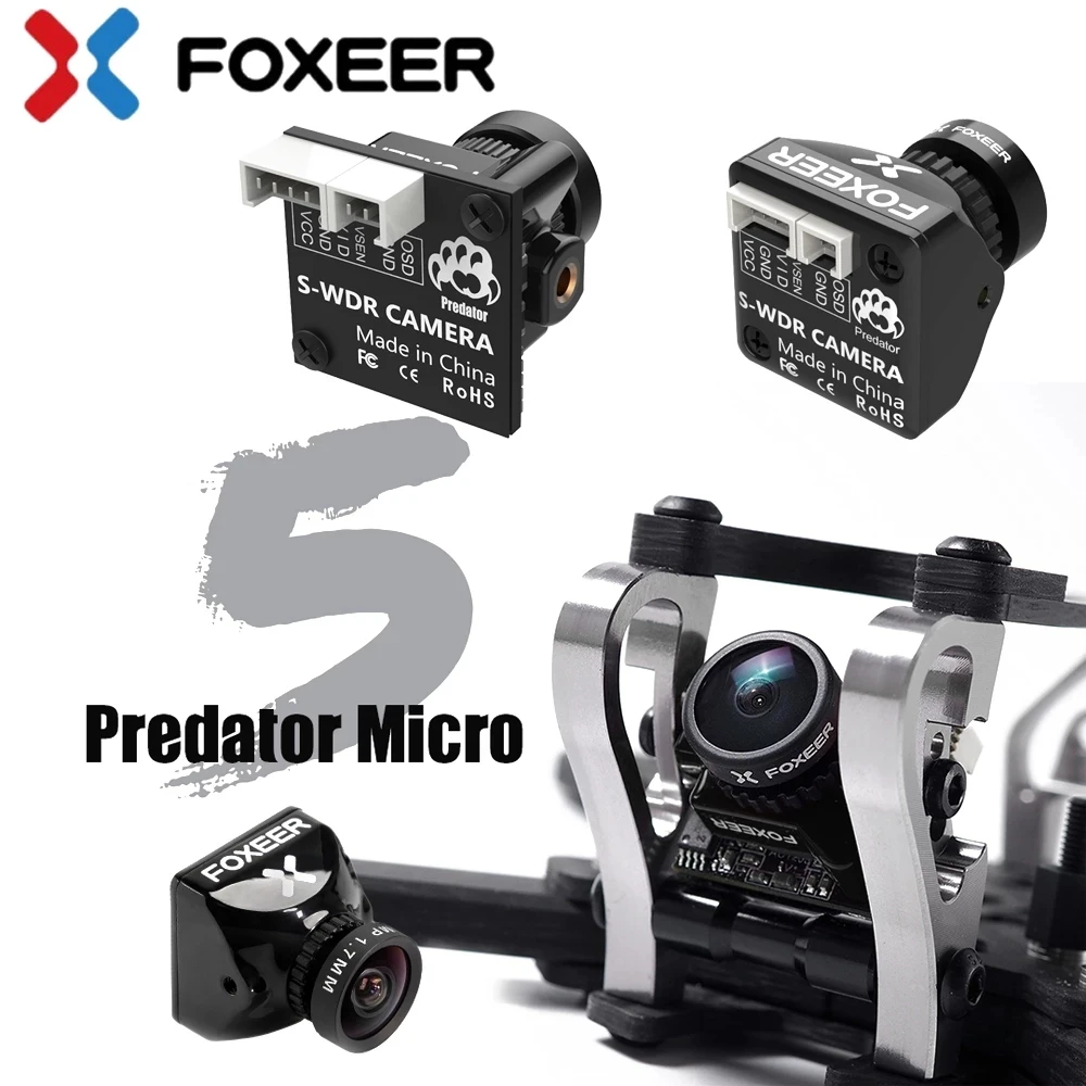 Foxeer Predator V5 Micro M8 Camera 16:9/4:3 PAL/NTSC Switchable 1.7mm Lens 4ms Latency Super WDR FPV Camera For FPV RC Drone