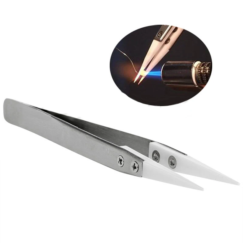 

Head changeable ceramic tweezers high temperature acid alkali corrosion resistance wire DIY tool