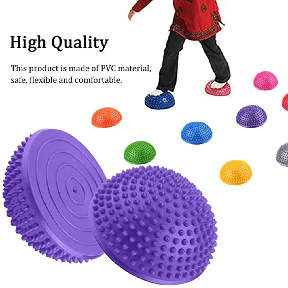 16cm Yoga Spiky Foot Massage Ball Anti-Slip Half Ball Exercise Stabilizer Balance Integration Trainer Hemisphere Stepping Stones