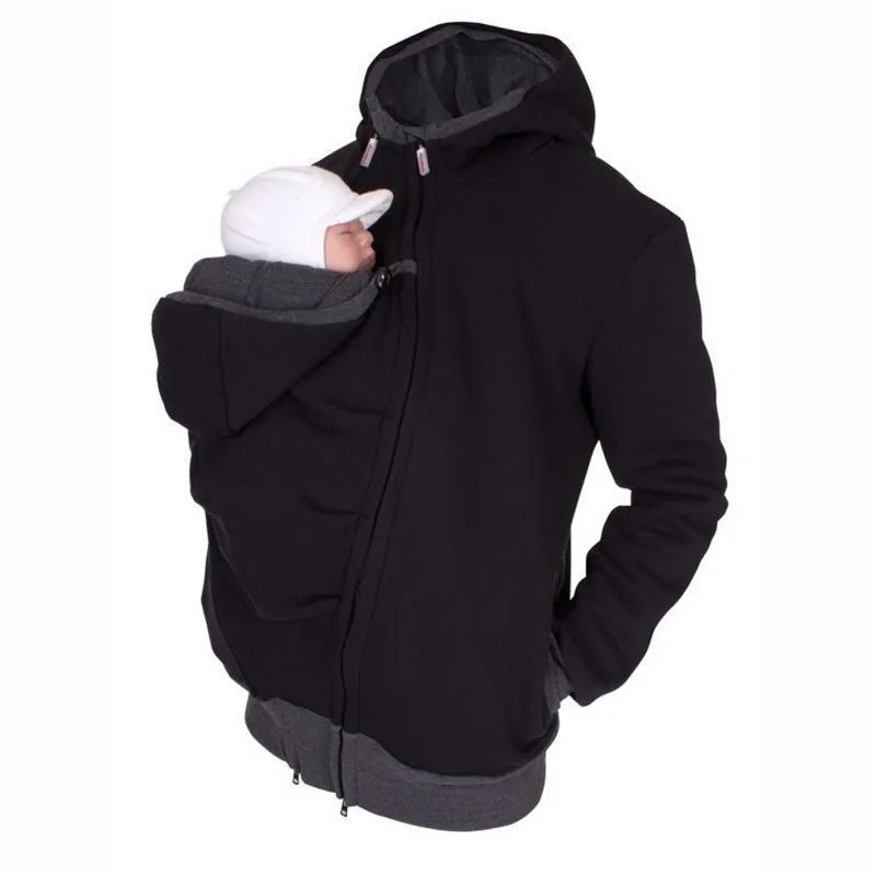 Daddy Men Baby Carrier Jacket Autumn Winter Maternity Clothes Kangaroo Warm Hoodies Outerwear Coat Father Carry Baby Sweatshirt