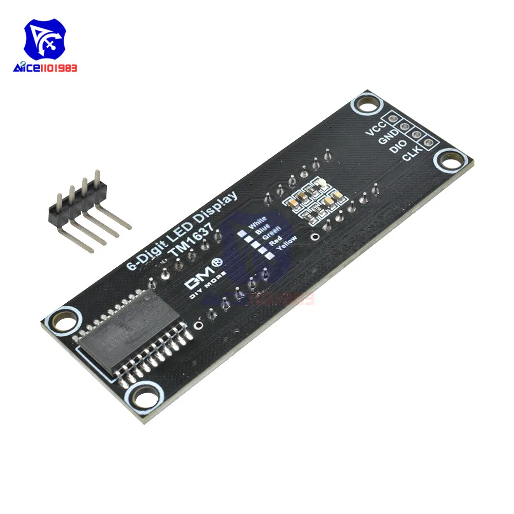 diymore 0.36 inch TM1637 6 Bits 7 Segment Digital LED DIsplay Module I/O Interface 5 Color Available for Arduino