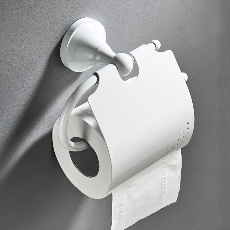 1PC Brass Finish Solid White Paint Toilet Paper Holder Waterproof Bathroom Accessoreis