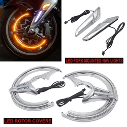 Motorcycle Front Brake Fork Mounted NAV LED Light and Light Brake Disc Rotors Covers LED Cornering Lamp For Honda GL1800 F6B 18-
