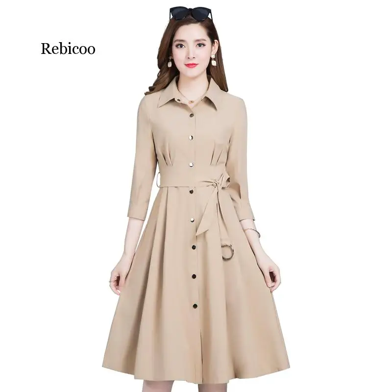 

Spring Autumn Women's Casual Long trench Coat fashion Oversize Vintage belt Thin Outwear Windbreaker Female M-4XL