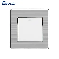 Esooli-Interruptor de luz de 1 entrada y 1 vía, Interruptor de pared de encendido/apagado, Panel de acero inoxidable AC 110 ~ 250V