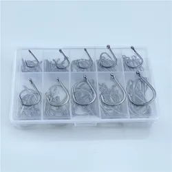 100pcs/box Fish Hook Barbed 3#-12# 10 Series in Fly Fishing Hook Worm Pond Fishing Bait Holder High Carbon Steel Have Hook Hole