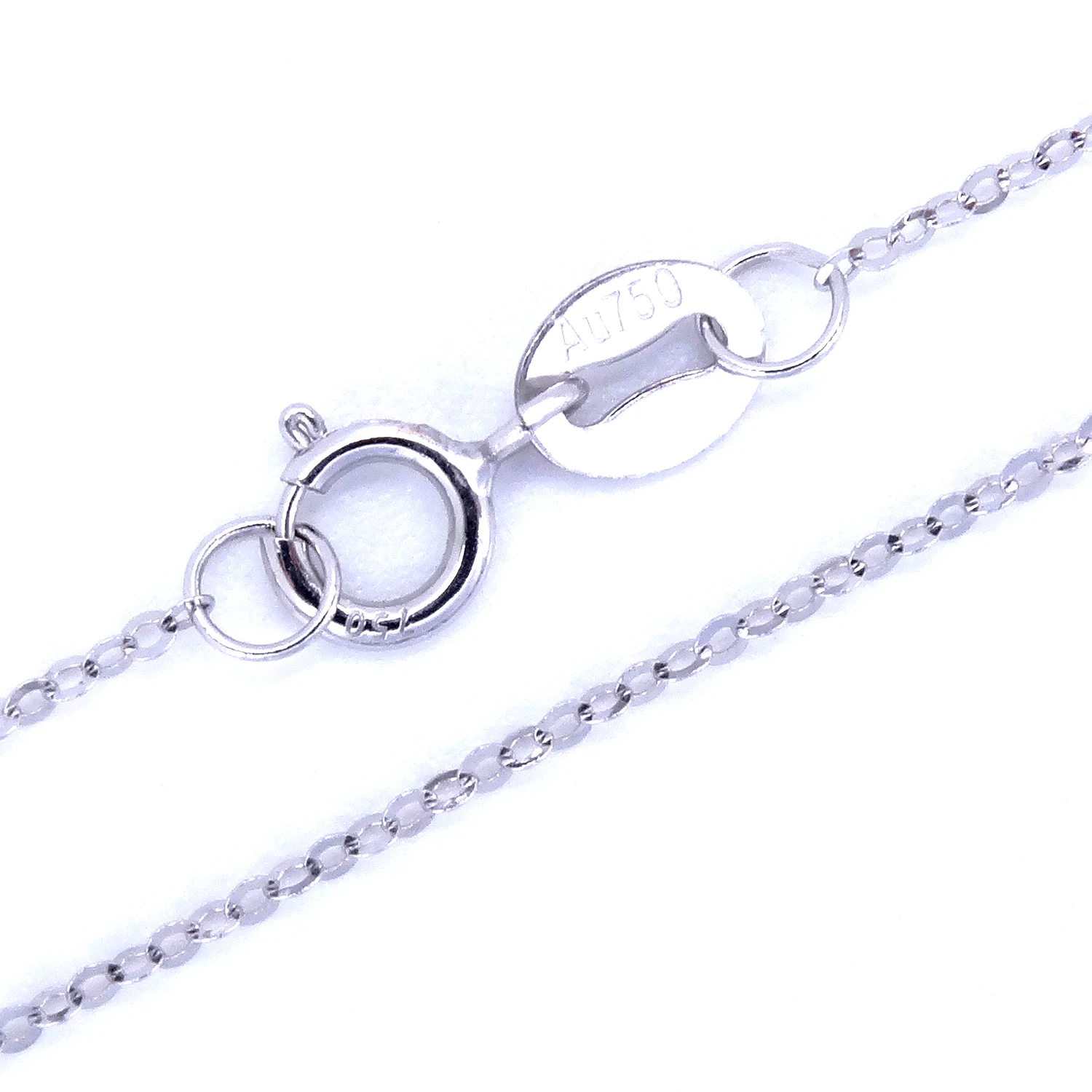 Fine Jewelry Genuine 18K White Gold Necklace for Wedding Engagement Cute Rolo Chain Stamped Au750 40cm / 45cm