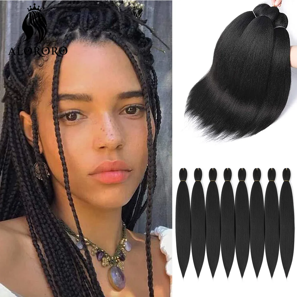 Alororo Easy Hair Braids Mix Color Pre Stretched Braiding Hair Low Temperature Fiber Synthetic Hair Extension for Braids